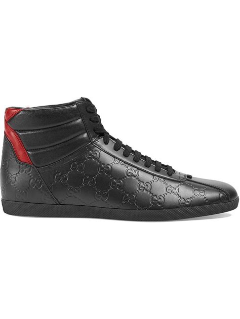 gucci men's bambi gg-embossed leather high-top sneakers